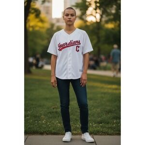 Guardians Women's White and Red Button Down Shirt